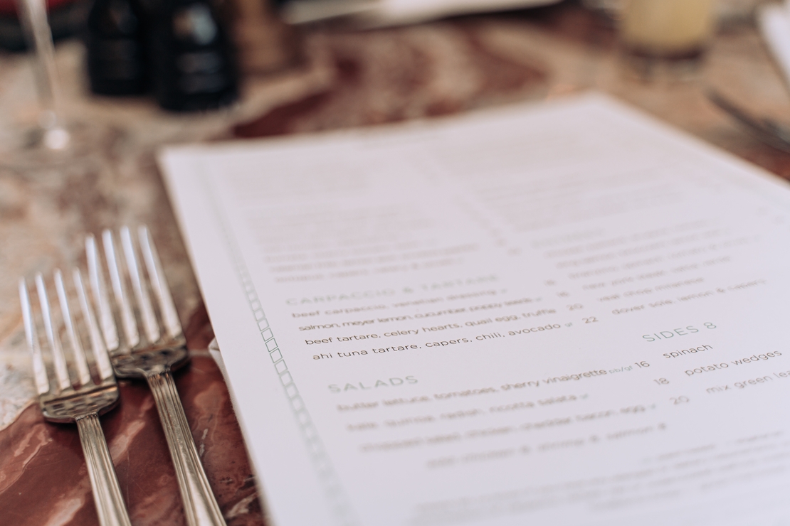 Ejemlo de menú para unr estaurante